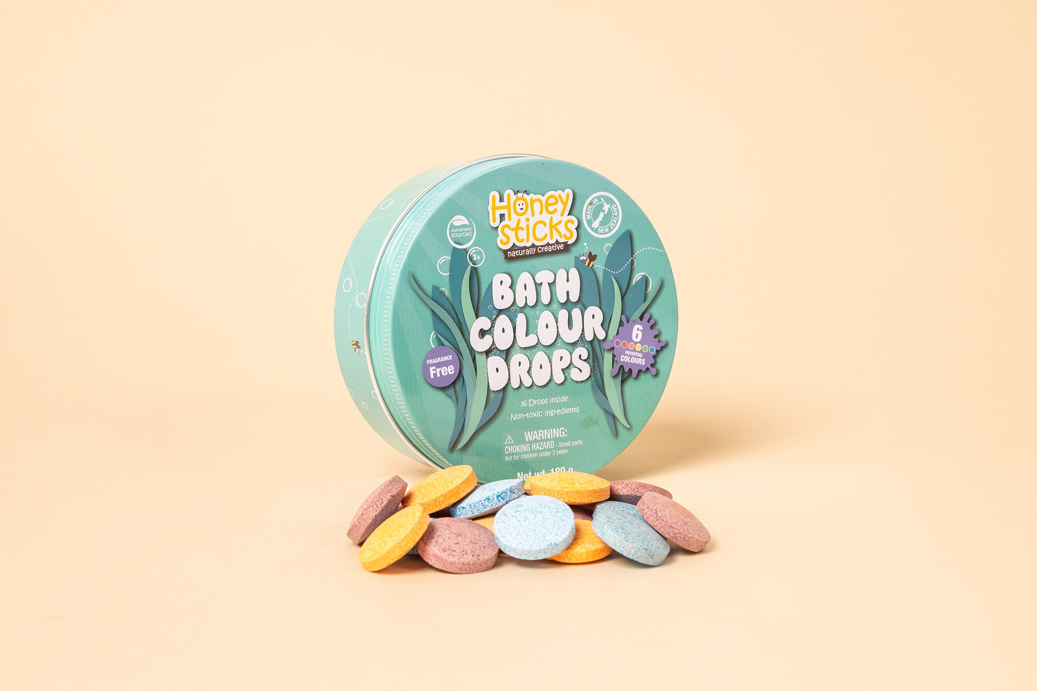 Honeysticks Bath Color Tablets for Kids - Non Toxic Bathtub Color Drops Natural