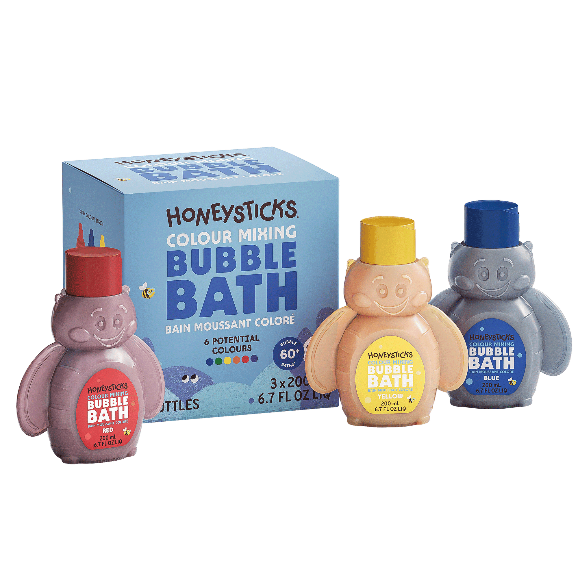 Honeysticks Bubble Bath Colour Mixing 3pk 200ml