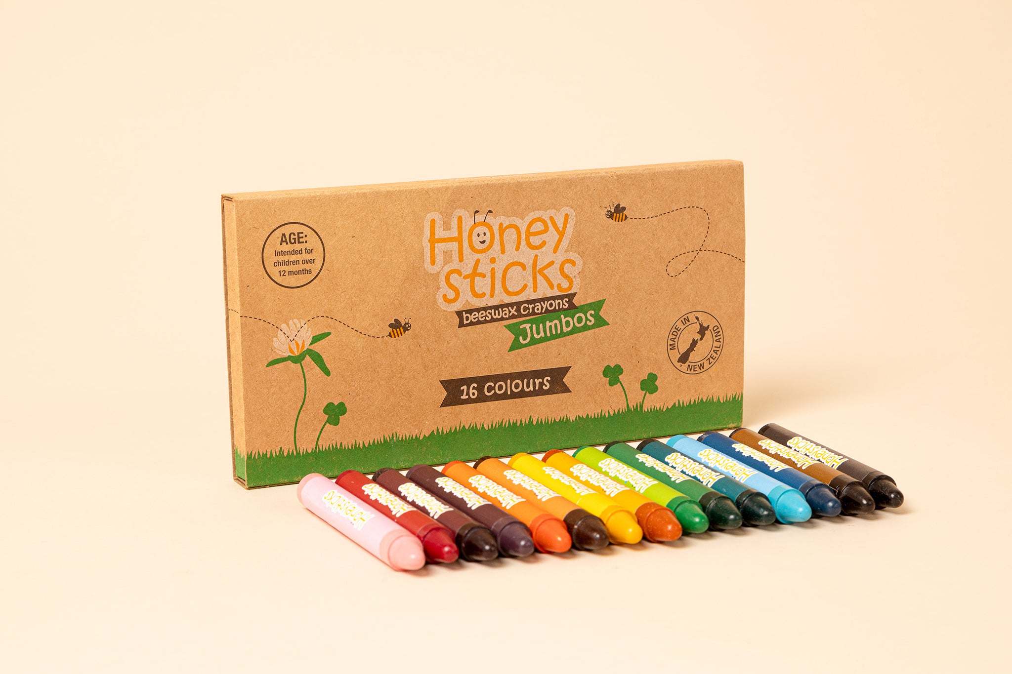 Honeysticks 100% Natural Beeswax Crayons - Jumbo Size Crayons for