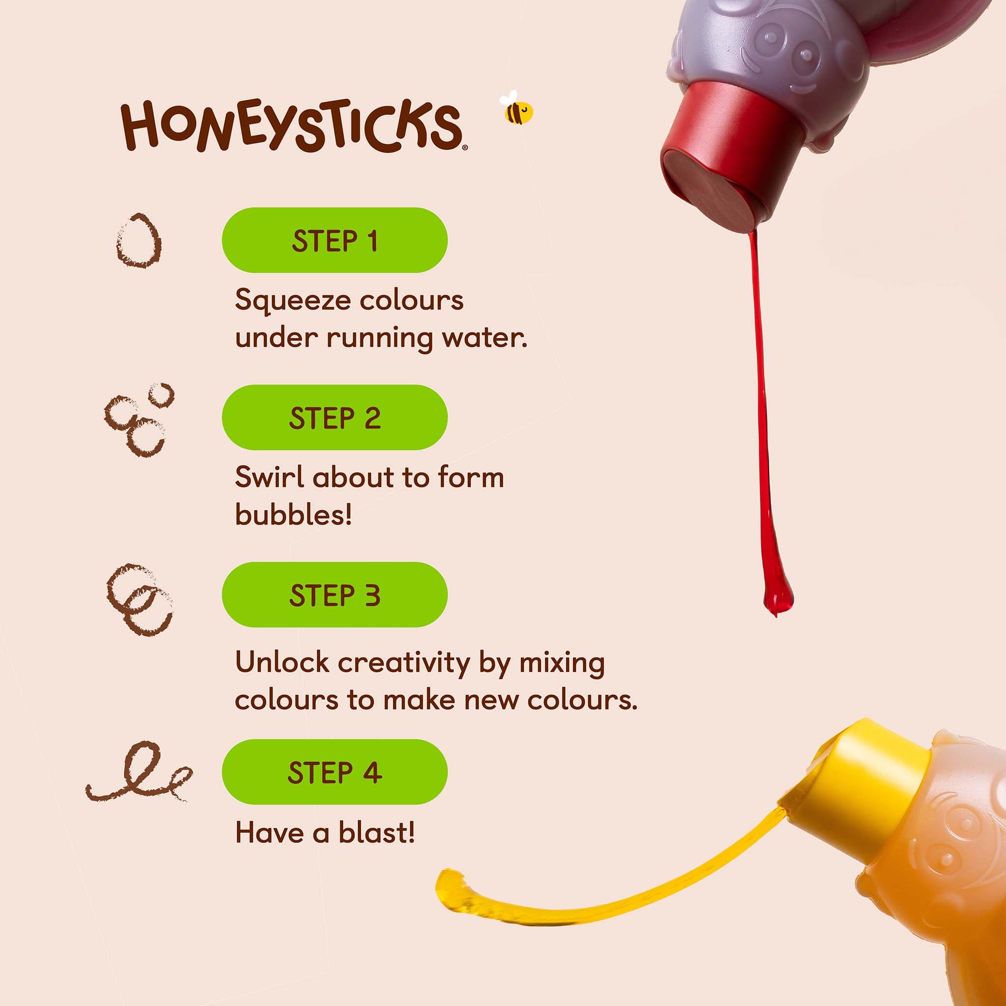 Honeysticks Bubble Bath Colour Mixing 3pk 220ml