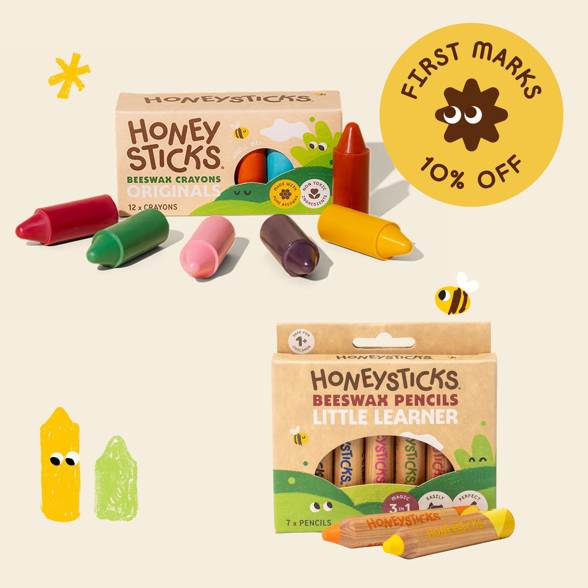 First Marks Set - Pencils and Crayons – Honeysticks NZ