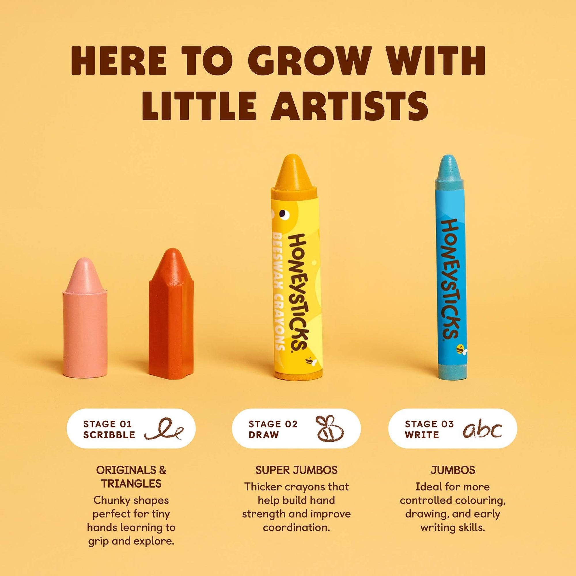 Honeysticks Beeswax Crayons Jumbos 16pk