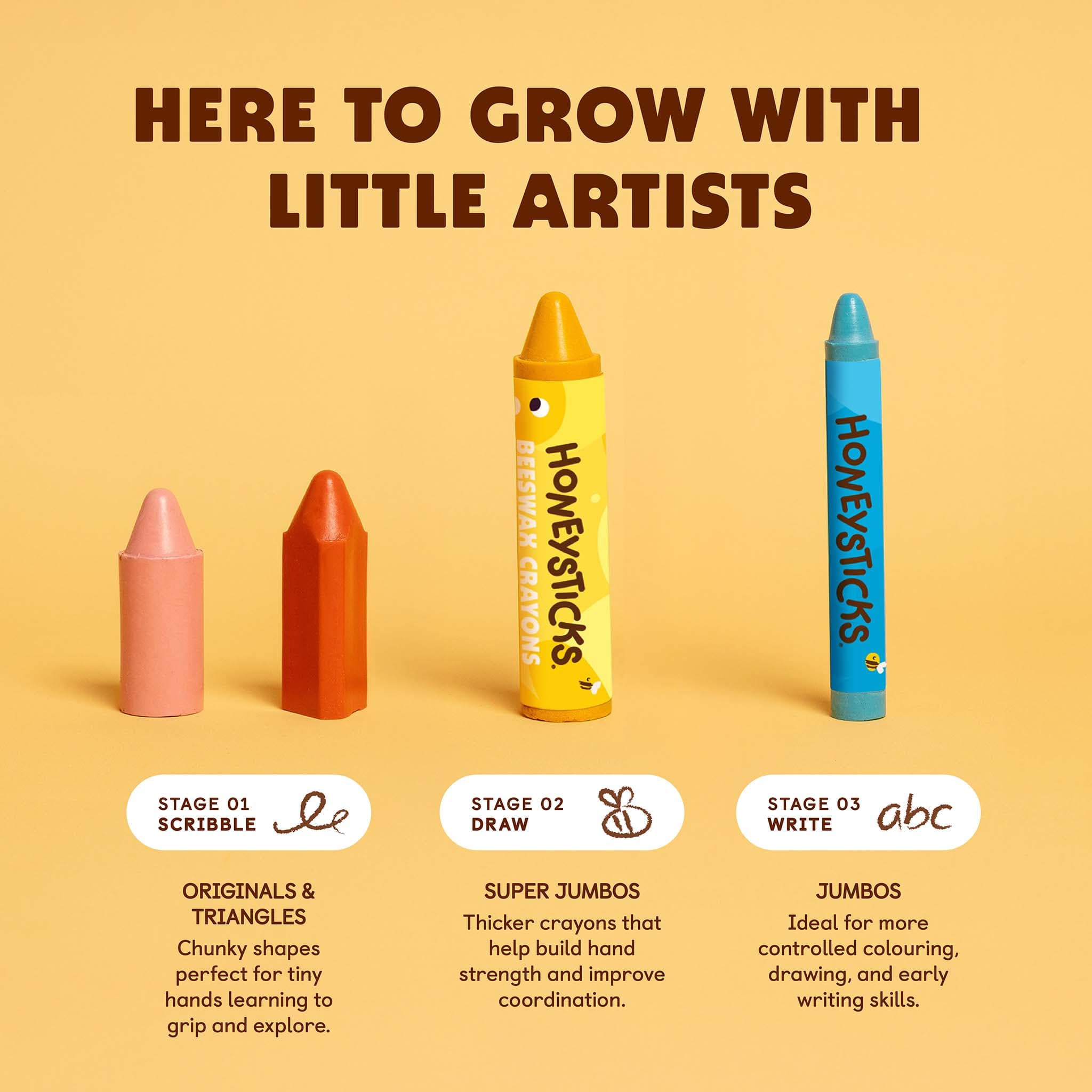 Honeysticks Beeswax Crayons Triangles 8pk